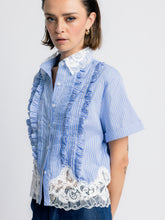 Load image into Gallery viewer, Blanca Striped Lace Trim Blouse