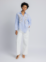 Load image into Gallery viewer, Reah Lace Panel Button-Up Blouse