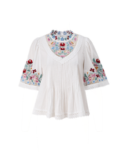 Load image into Gallery viewer, Lindsay Embroidered Pleated Blouse
