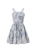 Load image into Gallery viewer, Blue and white patterned dress on a white background
